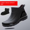 Men's Short-tube Rain Boots Thickened Wear-resistant One-piece Molded Rubber Shoes Non-slip Waterproof Men's Rain Boots