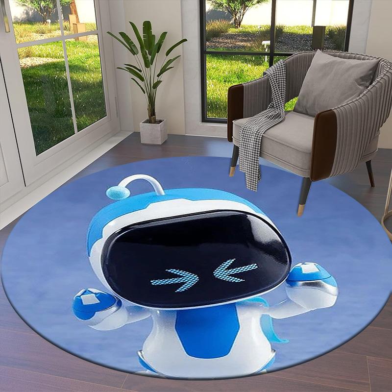 Круглый ковер ASTRO BOT, Ковер для гостиной, спальни, дивана, игровой комнаты, Декор, Нескользящий коврик для пола