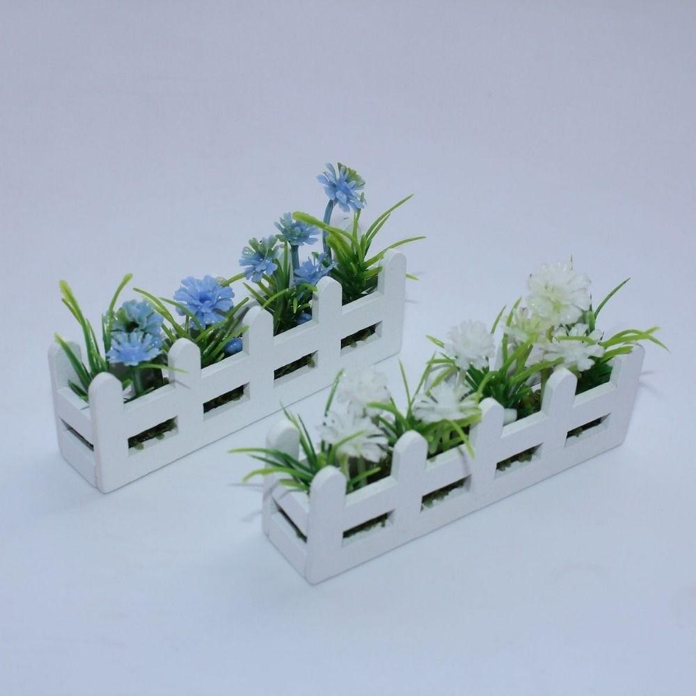 1:12 Scale Flower Fence Decor Lifelike Miniature Potted Plants Toys  Doll House Decor