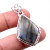 Natural Labradorite Gemstone 925 Solid Sterling Silver Gift Pendant 1.75" t1H51