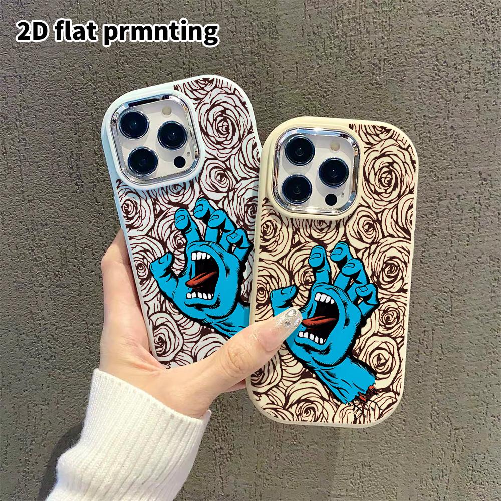 Phone Case: 2D flat design suitable for iPhone 18 17 16 15 14 13 Pro protective case, couple style, screaming blue ghost hand, Christmas and Halloween