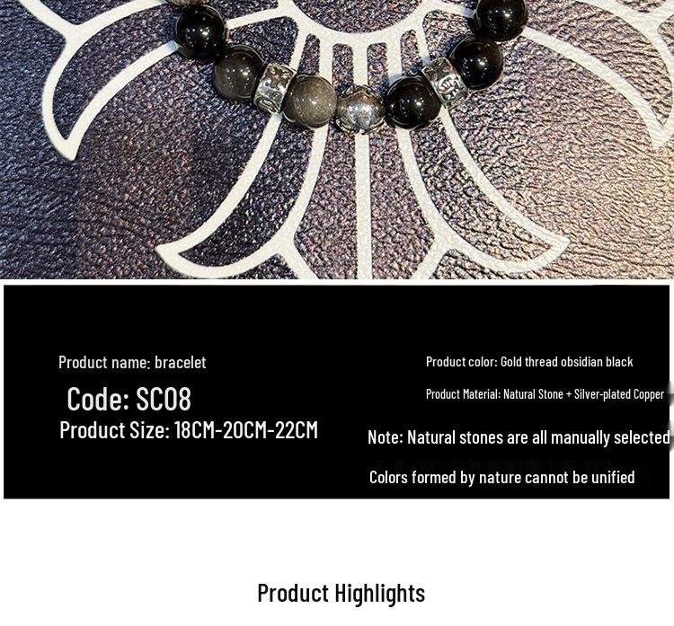 Kroxin Golden Obsidian Pixiu Bracelet: Lucky Beads Fashion Jewelry for Couples