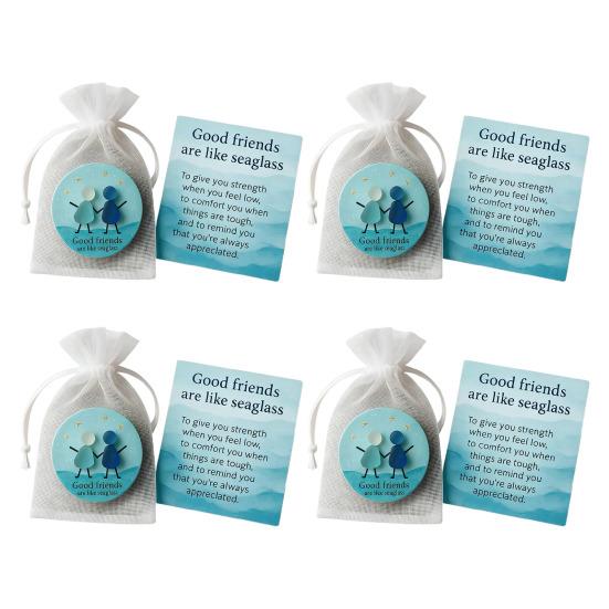 Хорошие друзья как морское стекло, памятный подарок, искусство из морского стекла, карманный жетон-обнимашка с карточкой, подарки дружбы для подруг