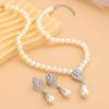 1 Set Jewelry Set Faux Pearl Earrings Necklace Adjustable Length Rhinestone Decor Polished Prom Party Wedding Party Bride Jewelry