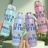 1PC Built In The Fifties Retro Badge Print 750ml Color Plastic Sports Water Bottle Leakproof Flip Straw Lid Suitable for Sports Office Home Use