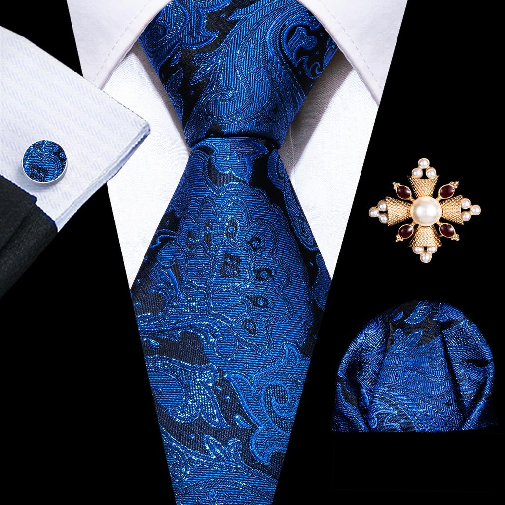 Комплект для мужчин: галстук, брошь и карманный платок