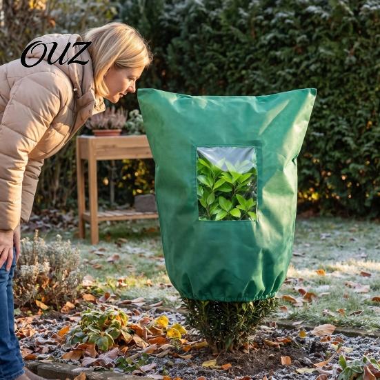 Insulated Garden Frost Guard Winter Plant Cover with Viewing Window, Drawstring Freeze Protection Cover, for Potted Trees Resuable Blanket Shrubs,