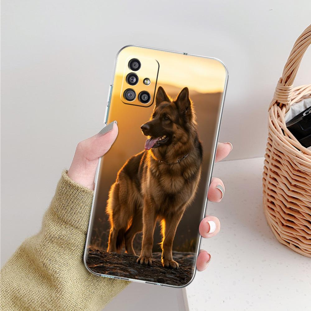 Чехол для Samsung A15 A13 A35 A55 A51 A71 A41 A31 A21S A05 A17 A23 A25 A33 A53 A73 5G A07 4G Обложка Мультяшная Собака Немецкая Овчарка