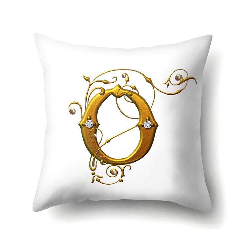 Полиэстеровая наволочка Автомобильное украшение Дом 26 английских букв Принт Автомобильная поясничная подушка Наволочка