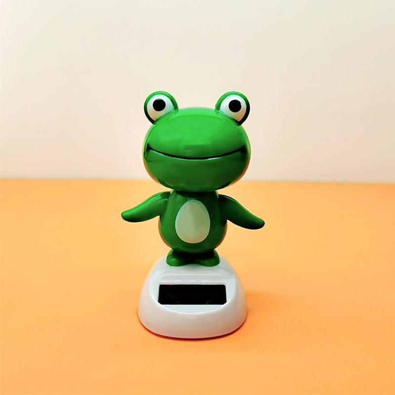 Solar Powered Dancing Frog Car Dashboard Decoration Shake Head Frog Auto Interior Ornaments Car Swinging Bobble Head Frog Deco