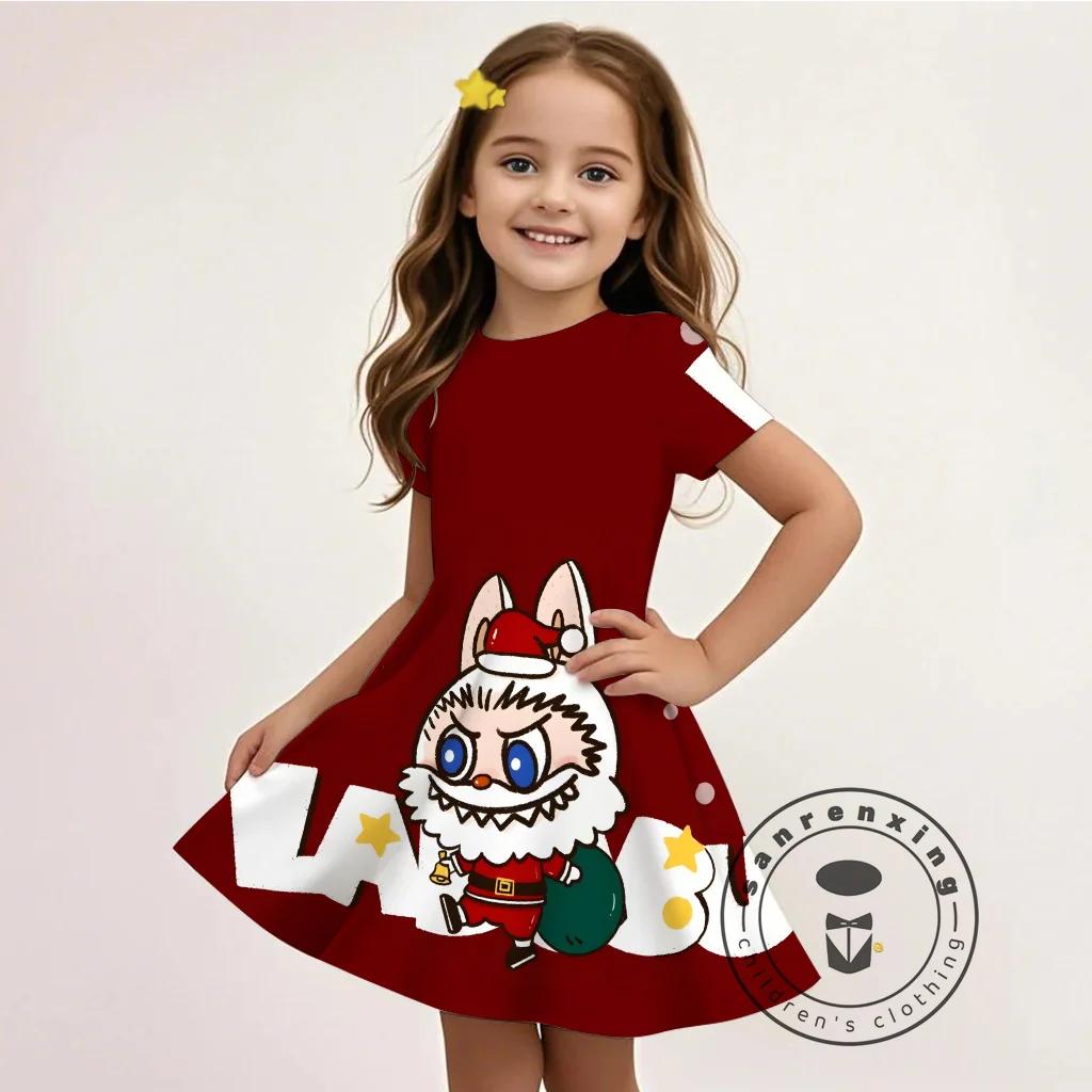 L-LABUBU-Летнее 3D платье для девочек, мультяшный принт, повседневный Y2K стиль, дышащая ткань, милое, доступное, горячо продаваемое