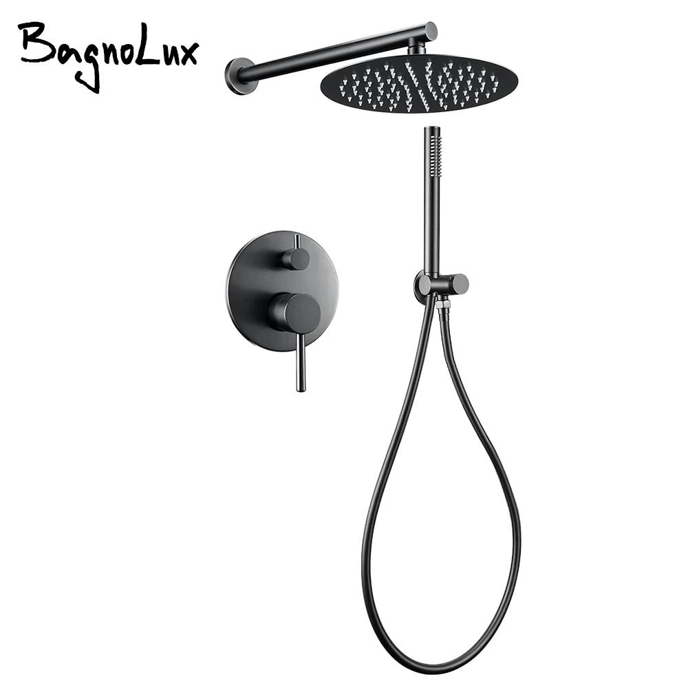 Душевой гарнитур для ванной Bagnolux Gun Gray с латунной головкой Rianfall Luxury Combo, настенный смеситель с переключателем для горячей и холодной воды, кран для ванной комнаты