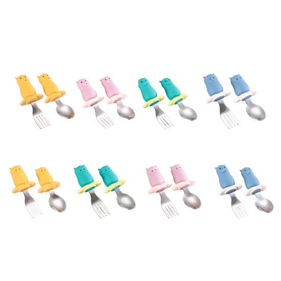 2 шт./компл., детская ложка, вилка, круглая форма, термостойкий пищевой материал, кухонная утварь для кормления детей для дома