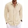 Men'S Linen Long Sleeved T-Shirt Loose Sweatshirt Solid Color Long Sleeved Shirt Men'S Plus Size Men'S Shirt