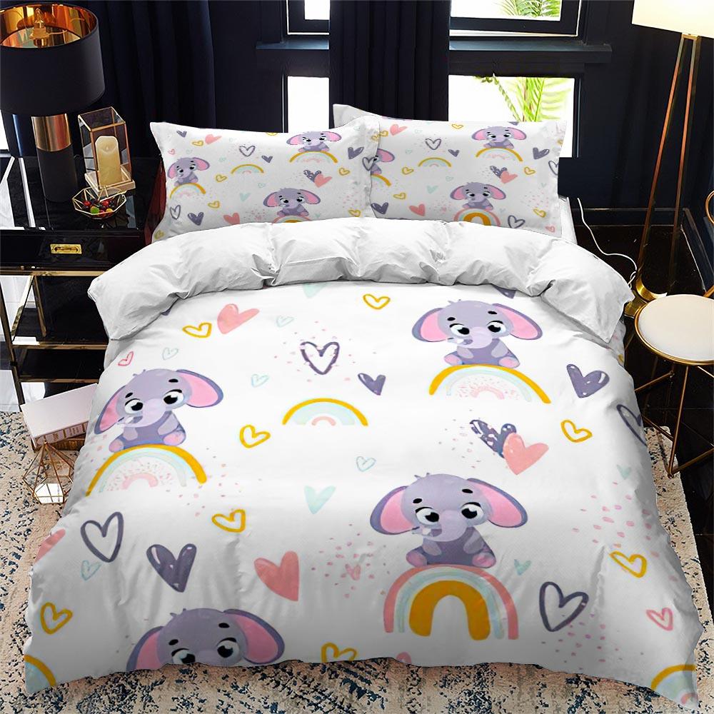 Comforter Animal Elephant Cartoon Kids Queen King Twin Size Bedding Set Wildlife Comforter 2/3Pcs Polyester