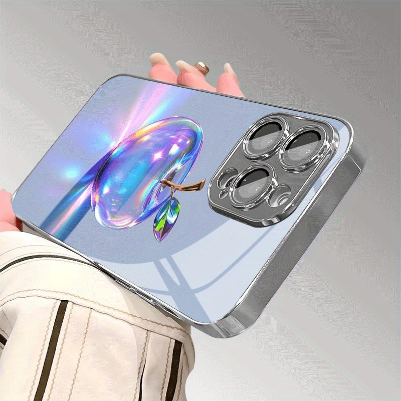 Роскошный радужный кристалл с узором Apple Закаленное стекло Чехол для телефона Для iPhone 17 16 15 14 13 12 11 Pro Max Plus 16E 17Air Чехол