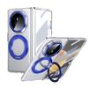 KEYSION Вращающийся на 360° магнитный чехол-подставка с кольцом для HONOR Magic V3, прозрачный жесткий чехол для ПК-телефона со стеклянным защитным экраном