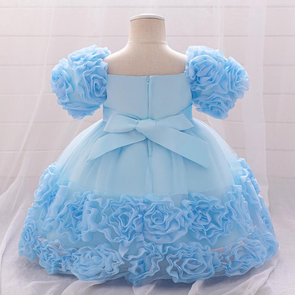 Baby Girl Sequin Flower Dresses Christmas Wedding Lace 1st Birthday Party Dress for Kids Toddler Children Formal Evening Costume