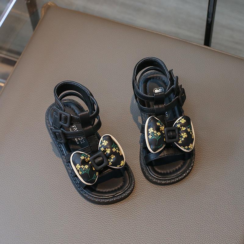 Новые сандалии-бабочки для девочек, модные повседневные детские сандалии принцессы с вырезами, римские сандалии, модные открытые детские пляжные гладиаторские сандалии