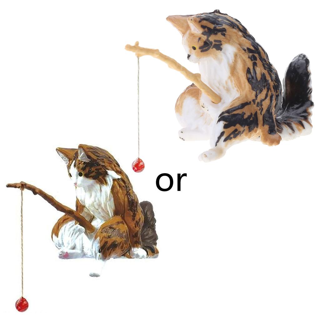 Рыбный аквариум ландшафтный дизайн рыболовные кошки украшения аквариумные украшения мультяшные животные смоляные фигурки для домашнего декора