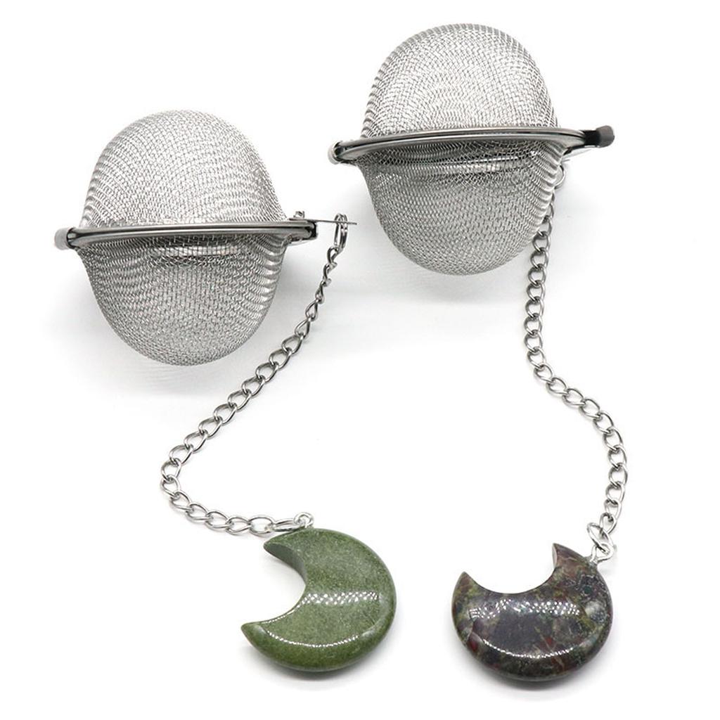 1 шт., сетчатый фильтр для чая, удлинительная цепочка в форме луны, искусственный кристалл, камень из нержавеющей стали, горячий горшок, специи, ситечко для чая, шар, кухонный шарик для чая