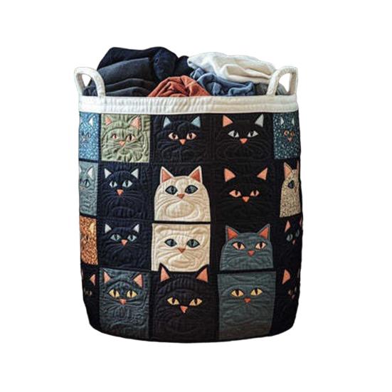 Quilted Laundry Basket, Thick Durable Fabric Storage Hamper, with Reinforced Handles, Clothes Toys Organizer for Home Decor