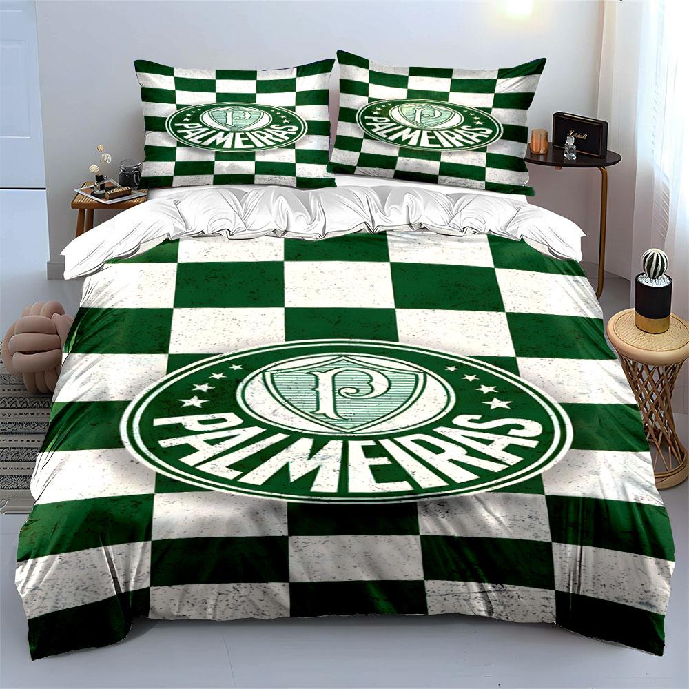 Green Palmeiras logo pattern. Bedding sets Duvet cover sets Duvet covers Pillowcases(1*Duvet Cover 2*Pillowcases without duvet insert)