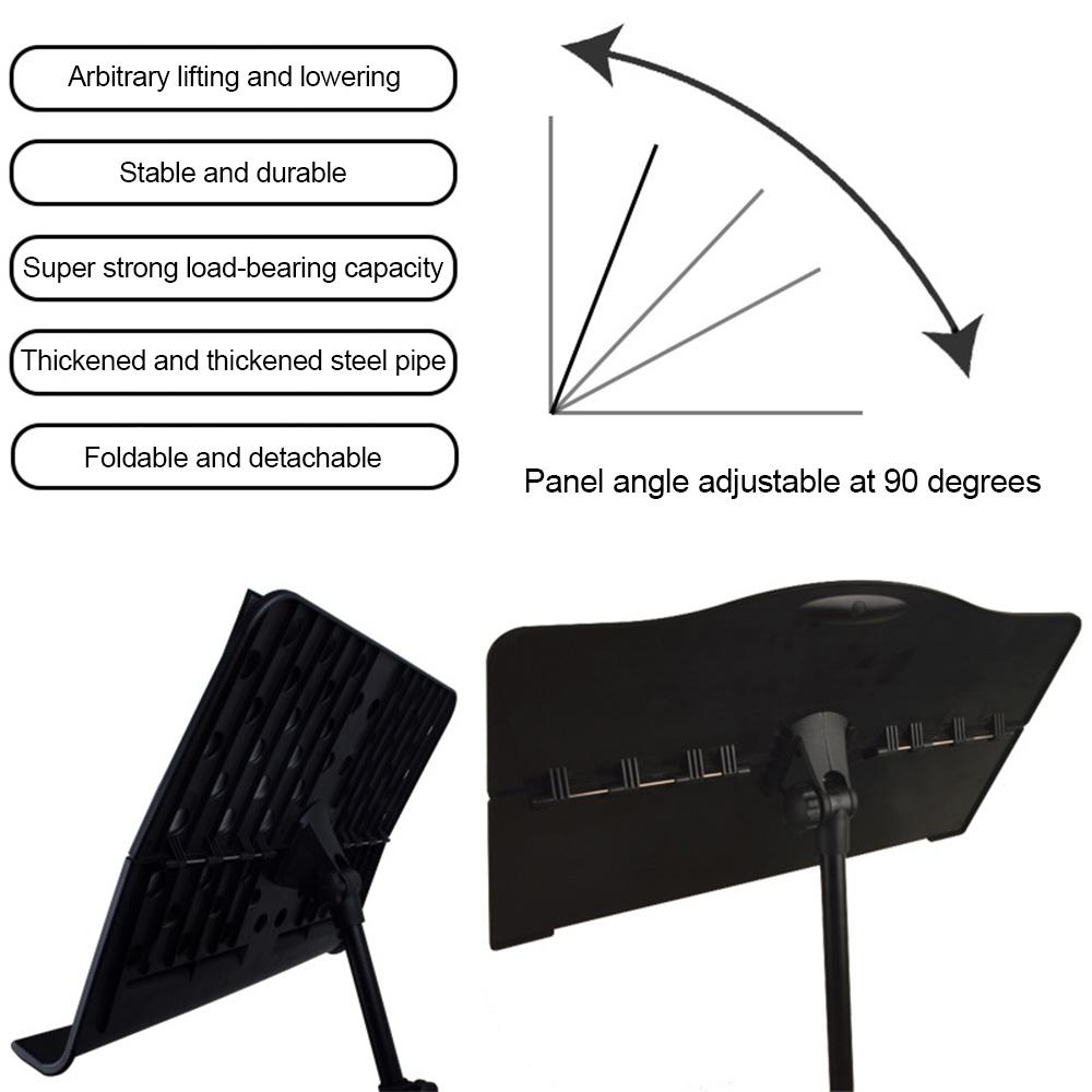 Portable Metal Music Stand Detachable Musical Instruments for Piano Violin Guitar Sheet Music Black