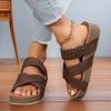 Большие размеры повседневные сандалии женские 2025 европейские и американские новые сандалии на плоской толстой подошве с перекрестным плетением однотонные