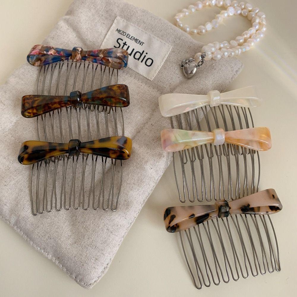 Styling Tools Acetate Hair Side Clip 10 Teeth Bowknot Hairpins Inverted Insert Hair Combs Fashion Accessory