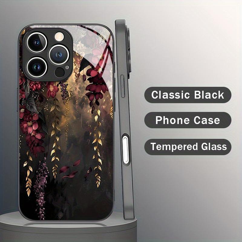 Чехол для телефона для iPhone 17 16 15 14 Pro Max 13 12 11 16E 17 Air 7 8 Plus XR XS X Модный Арт Цветочный узор Закаленное стекло