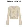 UR 2025 Autumn Women's Casual Ruffle Tie-Knit Cardigan