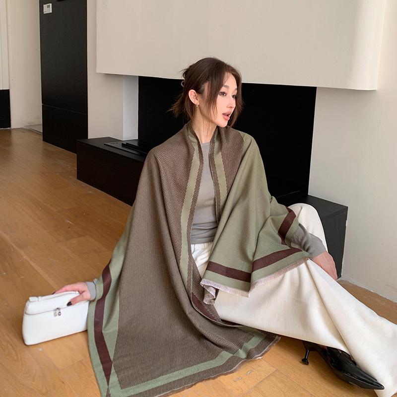 Autumn and Winter New Line Geometric Warm and Versatile Imitation Cashmere Scarf Women's Fashion High End Casual Shawl