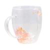 Изолированные стаканы из стекла с двойными стенками Винтажная чайная чашка Подарки на день рождения Прозрачная кружка для кофе с цветочным узором Чай