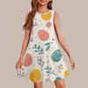Девочки мода повседневный без рукавов круглый вырез пасхальный принт платье