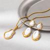 Joolim Jewelry 18K Gold Plated Waterproof Fashion Irregular Pearl Pendant Twisted Rope Chain Necklace Stainless Steel Jewelry