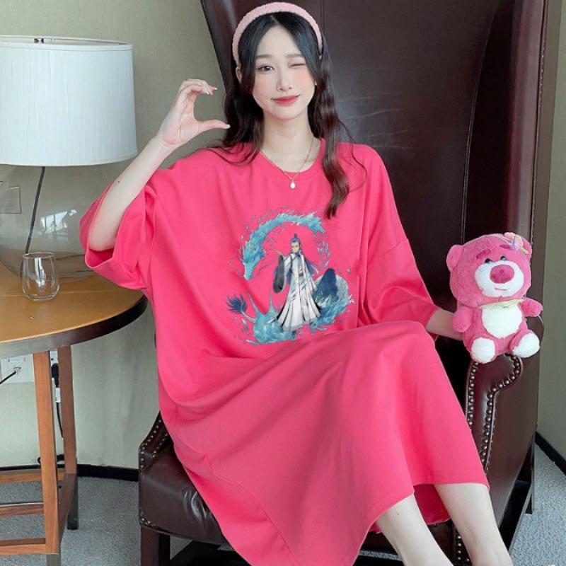 Женское платье-футболка с принтом, короткий рукав, летнее, свободное, средней длины, повседневное платье больших размеров