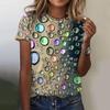 Summer Water Drops 3D Print T-Shirts Women Fashion Casual Short Sleeve T Shirt Y2k Harajuku Oversized Tees Tops Woman Clothing