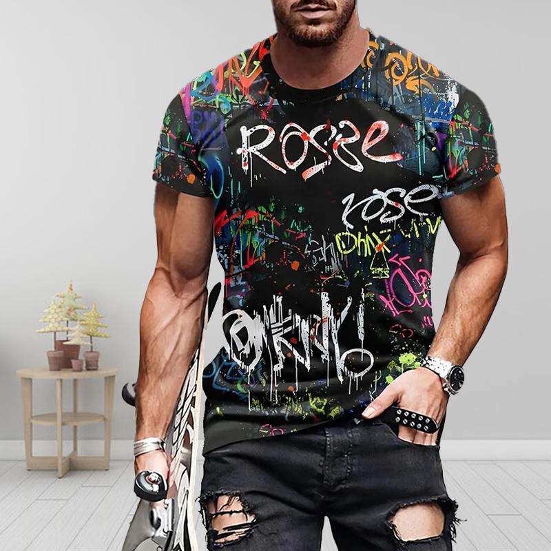 Новая летняя мужская модная футболка с принтом граффити, мужская футболка, топ