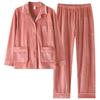 Пижама Женская Осень Зима Зима С Длинным Рукавом Тонкий Островной Флис Теплая Коралловый Флис Домашняя Одежда Зимний Костюм