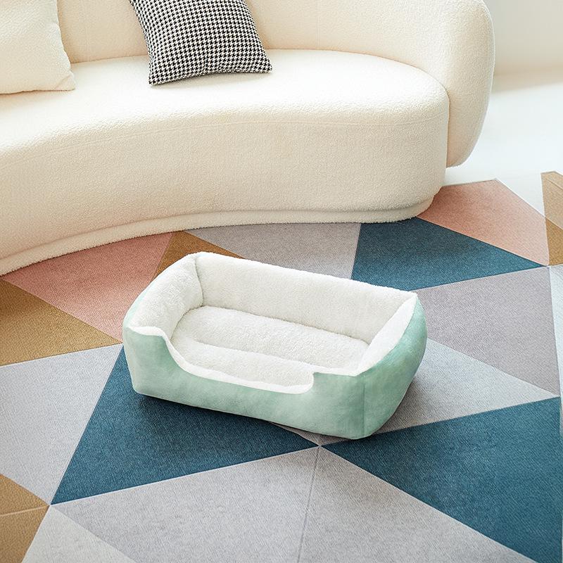 Квадратная нескользящая лежанка для домашних животных - влагостойкая, для использования в любое время года, теплое плюшевое гнездо для кошек и собак