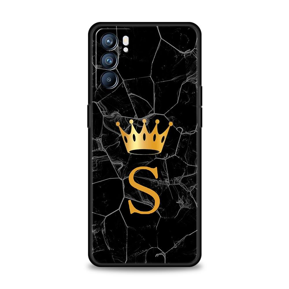 Чехол для телефона для Oppo A54 A53 A52 A9 A15 A95 A17 A16 A76 A74 A57 A31 Find X6 X5 Reno8 Reno7 Reno6 Pro 5G Чехол Корона Буква A от Z