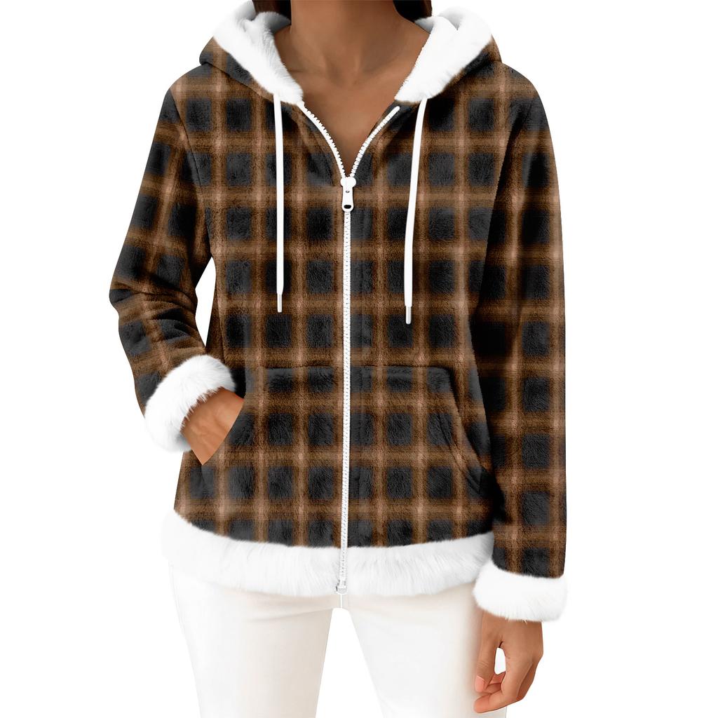 Женский повседневный модный кардиган с капюшоном на молнии из флиса с длинными рукавами