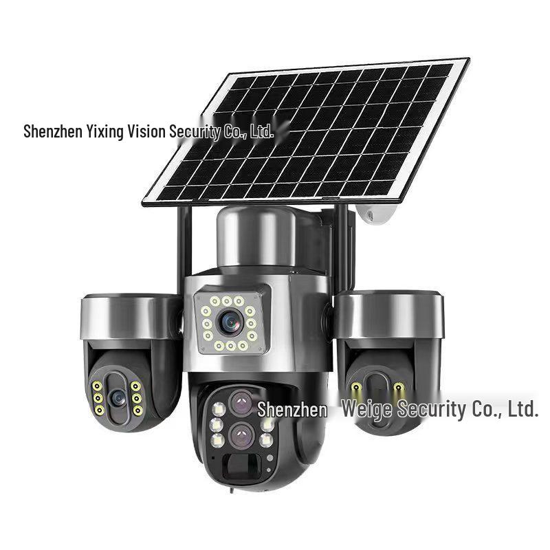 4G Solar-Powered 6MP Outdoor Waterproof Triple-Lens HD Night Vision Camera with 3-Axis Rotation