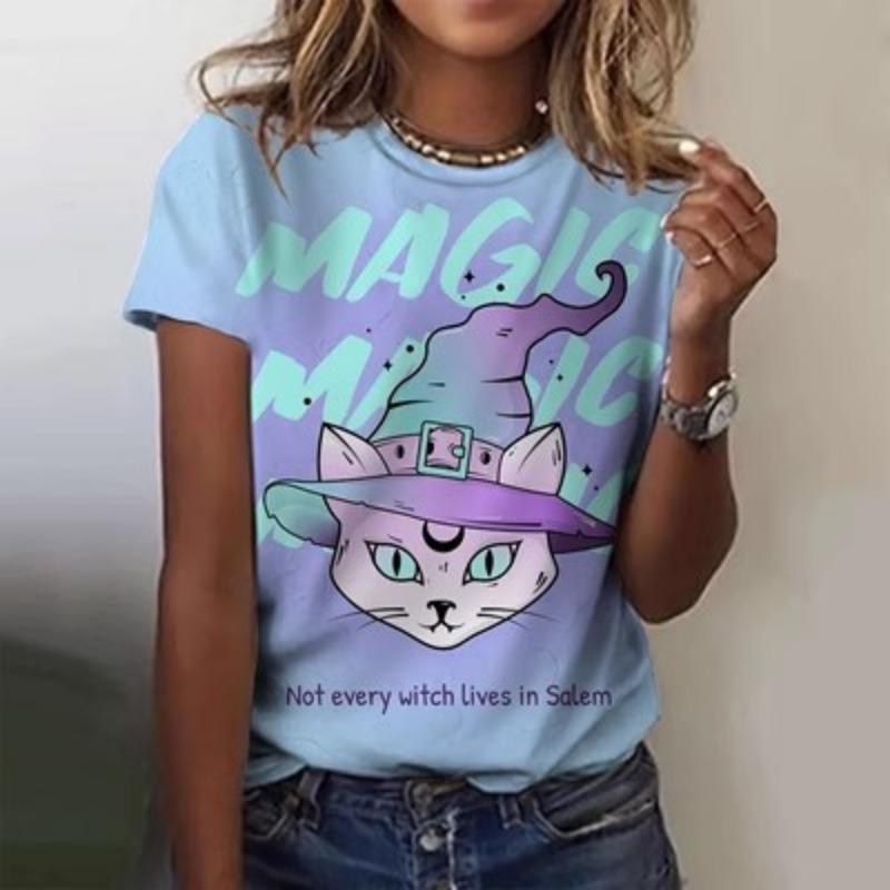 Летняя серия Хэллоуин 3D печатная женская универсальная футболка с коротким рукавом повседневные женские футболки (Женский)