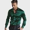 Men's Shiny Long-Sleeve Lapel Shirt for Nightclub or Stage