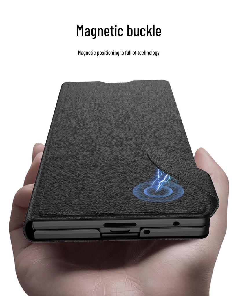 Кожаный чехол-книжка для Samsung Z Fold7: Модный встроенный защитный чехол