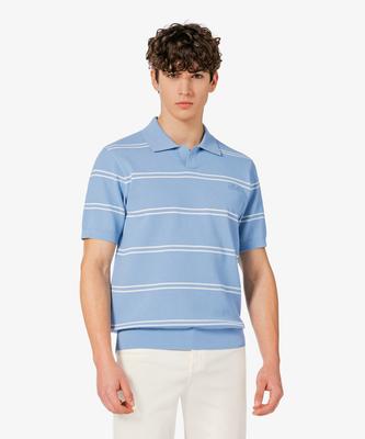 LACOSTE Мужская рубашка-поло с открытым воротником, в тонкую полоску, с коротким рукавом Ph396E-56G Aey