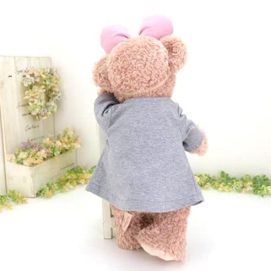 Cushu Cush Duffy Shellie May Costume Stuffed Animal Goods Clothes Long Sleeve Long Gray Knit Dress and Ribbon 2 Piece Set Cds478s Dress-up T-shirt