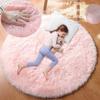Round Rug Fluffy Soft Area Rugs for Kids Girls Room Princess Castle Plush Shag Carpet Cute Circle Bedroom Decor
